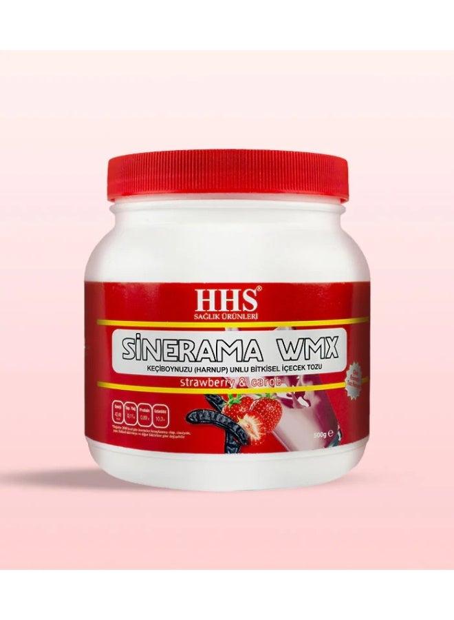 أتش أتش أس مزيج مسحوق سينيراما دبليو إم إكس للأطفال بنكهة الخروب والفراولة، 500 غرام، لنمو صحي - Image 1